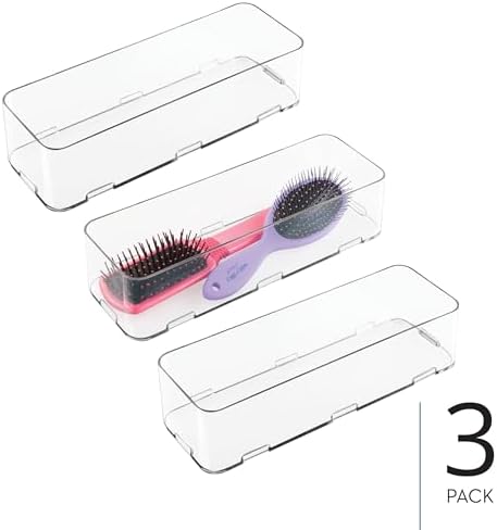 iDesign Interlocking Drawer Organizer, Set of 3, Clear | Kitchen, Bathroom, Desk Drawers - Image 2