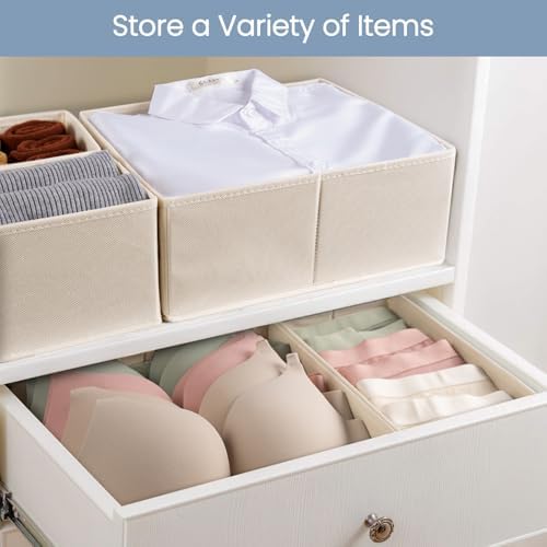 Criusia Drawer Organizer Clothes, 24 Pack Underwear Drawer Organizers, Foldable Closet Organizers and Storage Dresser Drawer Dividers Clothing Organizer for Clothes, Socks, Scarves, Bra, Ties (Beige) - Image 4