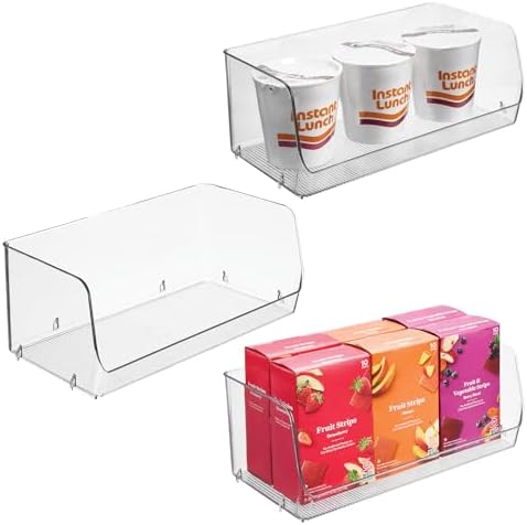 iDesign Stackable Open-Front Storage Bins, Set of 3, Clear by iDesign