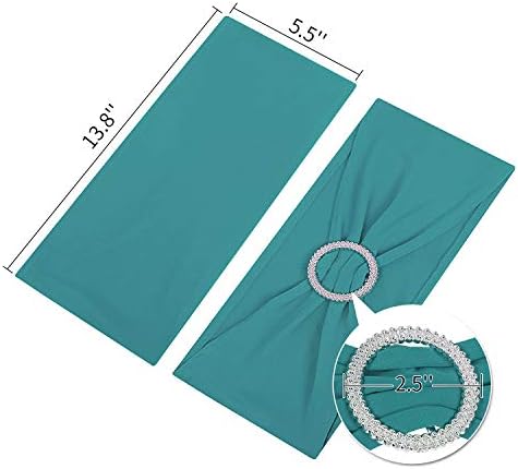 Peomeise 25pcs Turquoise Spandex Chair Sashes with Buckle Slider for Wedding, Party Decoration - Image 4