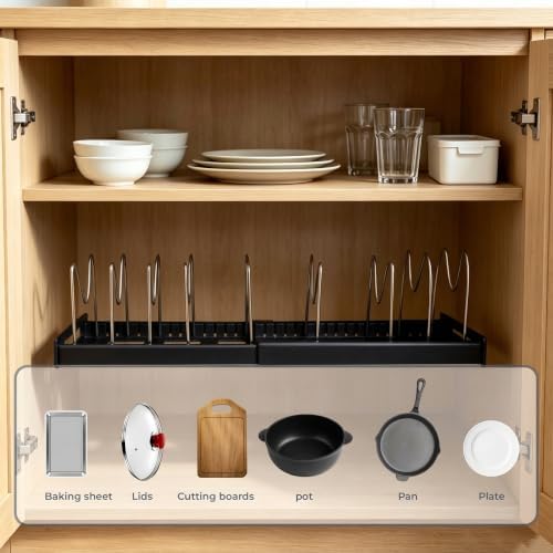 2-Pack Pots and Pans Organizer under cabinet with 9 Adjustable Dividers-22" - Image 5