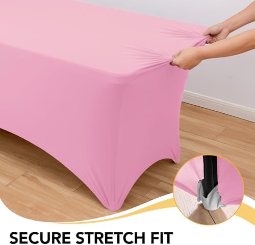 8-Pack Premium Pink Spandex Tablecloths for 6ft Rectangle Tables - Image 3