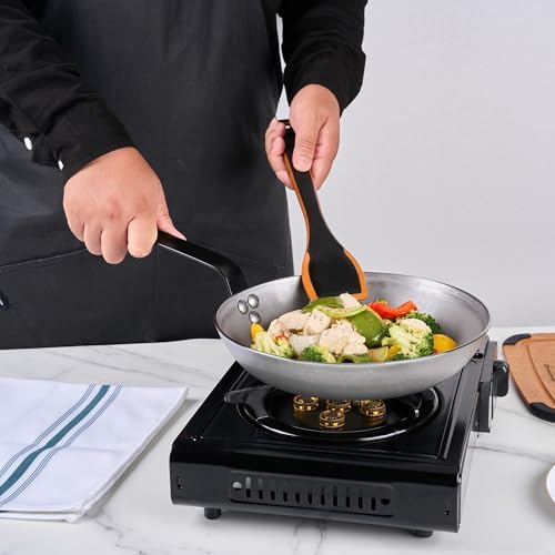 Restaurantware Carbon Steel Skillet 1 Count 18.31 x 10.24 Inches Non-Stick Fry Pan With Ergonomic Handle Oven Safe Professional Black Searing Cookware - Image 5