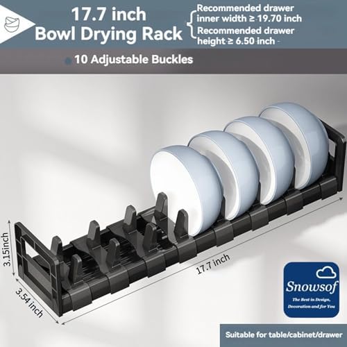 Dish Drying Rack, Stainless Steel Adjustable Bowl Plate Drainer, Pot Lid Holder, Plate Organizer for Cabinet for Cutting Boards, Cooling Racks, Pots & Pans (Bowl Drying Rack,17.7 inch) - Image 2
