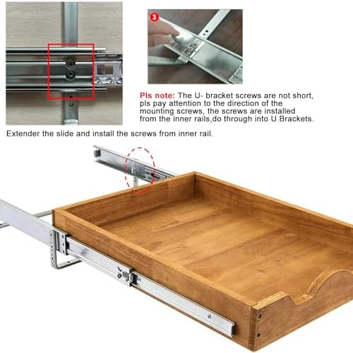 DINDON Pull Out Cabinet Organizer (17" W x 18" D) 1 Tier，Single Tier Oak Wood Under Cabinet Slide Out Shelf Drawer Box… - Image 3