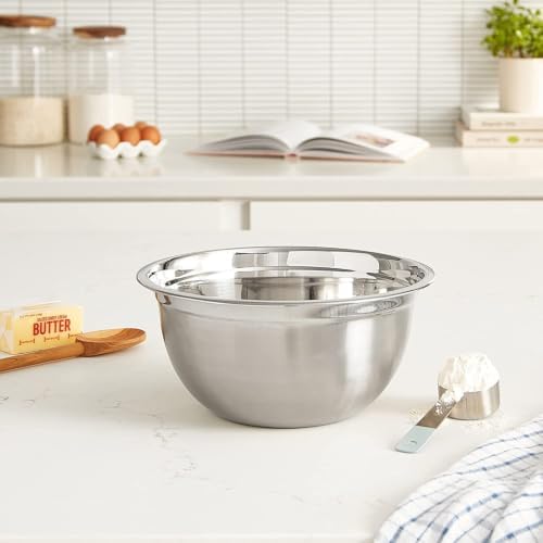 YBM HOME Deep Professional Stainless Steel Mixing Bowls (Set of 4) for Baking, Cooking, and Prepping, Stackable Nesting Bowls for Space Saving Storage, 1169-70-71-73set, silver, 1.5,3, 5, and 10 Quart - Image 6