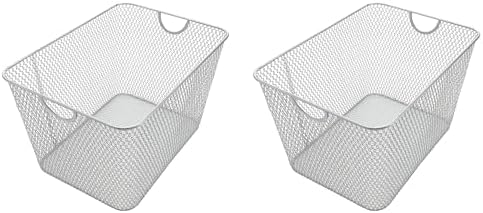 YBM HOME Kitchen Pantry Organizer Wire Baskets for Shelves, Cabinets, Pantry, Countertop, Mesh Open Storage Bin Metal Basket for Organizing Food Supplies, 2 Pack, 15x12x11.5 by YBMHome