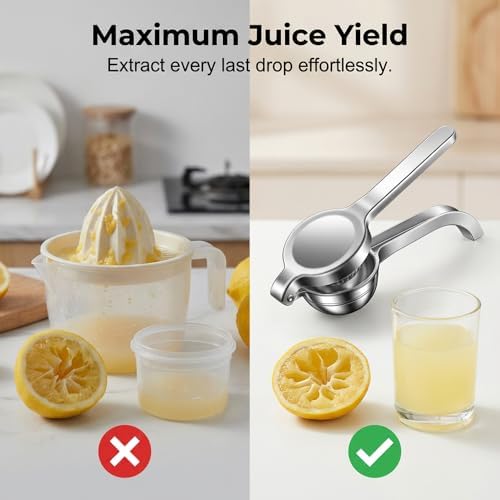 Handheld Lemon Juice Squeezer, Lemon Squeezer Stainless Steel, Manual Fruit Juice Squeezer, Heavy Duty Citrus Press Juicer, Ergonomic Hand Press Juicer for Lime, Orange, Grapefruit, Pomegranate (2pcs) - Image 4