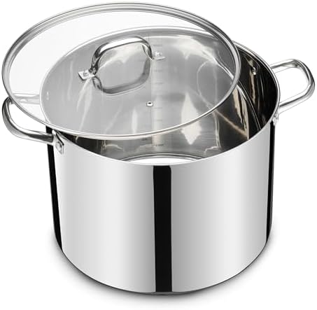 LIANYU 20 QT Stainless Steel Large Stock Pot, Heavy Stockpot with Glass Lid by LIANYU