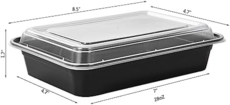 Jaluxing 50 Pack Meal Prep Plastic Food Storage Containers With Lids 28 oz 1 Compartment Black Rectangular To Go Lunch Prepping Boxes BPA-Free Microwavable Freezer Safe Stackable (Formerly FULING) - Image 2