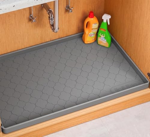 Jin&Bao Under Sink Mat 28" x 19" Waterproof Silicone Cabinet Kitchen Liner by Jin%26Bao