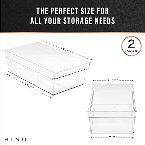 BINO | Plastic Storage Bins, Large - Shallow | THE HANDLER COLLECTION | Multipurpose Organizer Bins | Kitchen Pantry Organizers and Storage | Clear Containers for Organizing Home | Freezer Organizer - Image 3