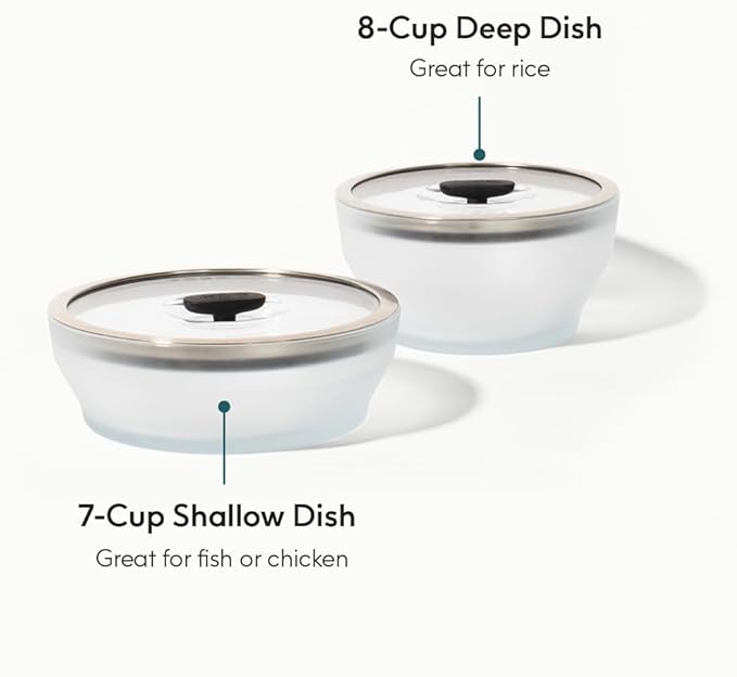 Anyday 4-Pc Microwave Cookware Glass Food Storage Set (Black Sesame) | Large Plastic-Free Containers, Stackable Steamer with Vented Lid, Microwave-Safe Reheating & Steaming Vegetables, Rice - Image 2