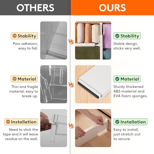 Lifewit 4" High Upgrade Drawer Divider, Adjustable Drawer Organizer Clothes - Image 4