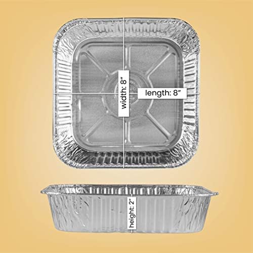 PLASTICPRO Disposable 8'' X 8'' X 2'' Inch Square Aluminum Tin Foil Baking Pans Bakeware - Cookware Perfect for Baking Cakes, Breads, Brownies, Bread, Meatloaf, Lasagna, Pack of 10 - Image 2