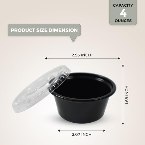 Klex 4 Oz Disposable Plastic Portion Cups with Lids for Sauce, Condiment, Souffle and Jello, Microwave & Freezer Safe, Black/Clear, 118ML, 2000 Sets - Image 6