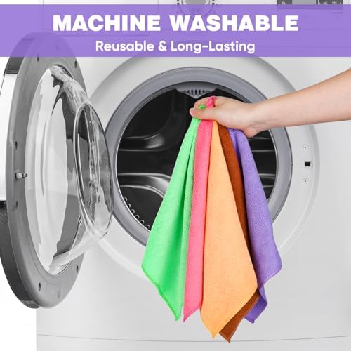TEAWOO 10 Colors Microfiber Cleaning Cloths, 50 Pack Assorted Cleaning Rags - Image 6