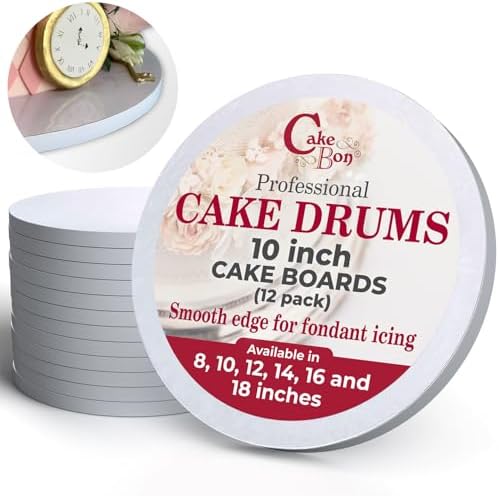 Cakebon Cake Boards 10" White Round Cake Drums 1/2" Thick Smooth Edge 12Pk | Base para Pastel, Round Cake Board 10 Inch, Cake Rounds, 10 Inch Cake Drum, Baking Supplies, Cake Decorating, White Cake Base by Cakebon