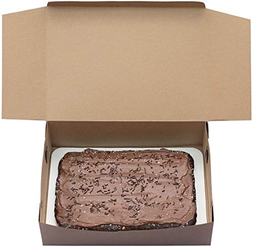 Made in USA Recycled Chocolate Kraft Cake Box & Rectangular Cake Boards (Pack of 5 – Front Loading) - Image 4