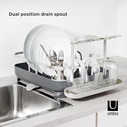 Umbra Holster Dish Rack– Molded Plastic Dish Drying Rack with Drainage Spout, Charcoal - Image 4