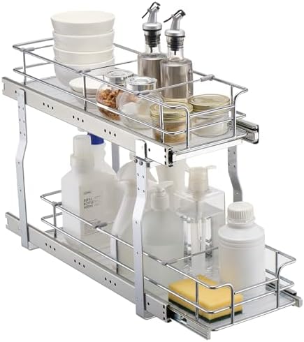 VEVOR Pull Out Cabinet Organizer,8.5" W x 21" D x15.2 HHeavy Duty Slide Out Pantry Shelves, Chrome-Plated Steel Roll Out Drawers for Home, 10" Wx22 Dx19 H Inside Kitchen Cabinet, Bathroom, Under Sink by VEVOR