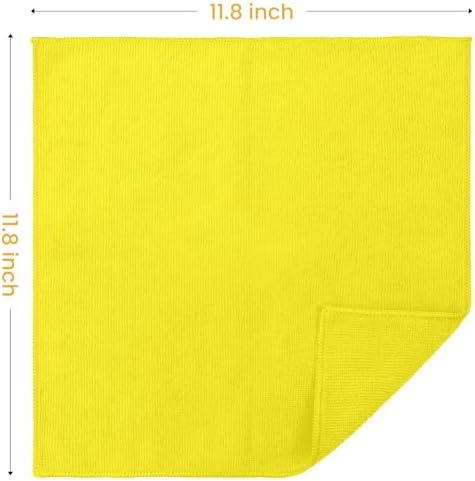 SIFANGKE Microfiber Cleaning Cloth, 12 Pack Yellow Cleaning Rags for Housekeeping, Reusable Microfiber Towels for Car, Kitchen, Bathroom and Household Cleaning Supplies, 11.8"X11.8" - Image 2
