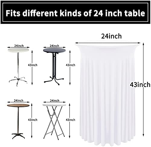 8 Packs White Round Cocktail Table Skirt 24"x 43" - Image 2