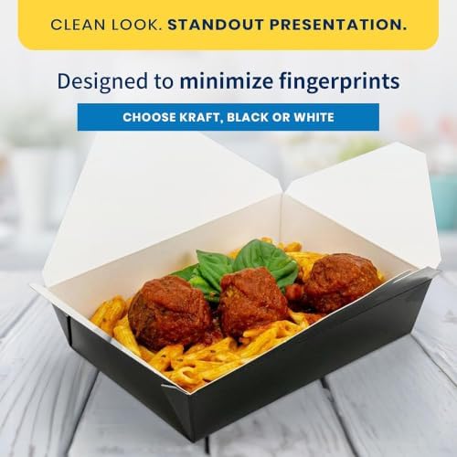 FC Meyer MeyerPak #4 Take Out Cartons, Leak & Grease Resistant Take Out Boxes, Earth-Friendly Disposable To Go Food Containers, 7 3⁄4” x 5 1⁄2” x 3 1⁄2“, Small, Black, Pack of 15 - Image 3