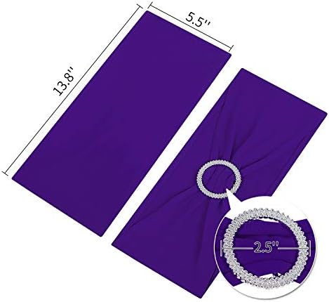 Peomeise 25pcs Purple Spandex Chair Sashes with Buckle Slider for Wedding, Party Decoration - Image 4