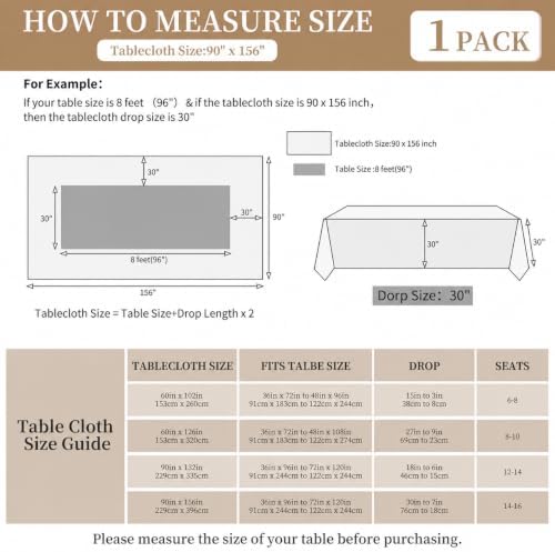 White Tablecloths for Rectangle Tables,90 x 156 Inch - Image 2