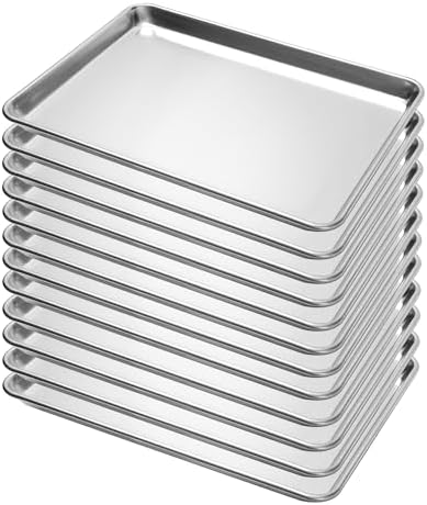 12 Pack Half Size Aluminum Baking Sheet Pans, 18"x13" | NSF, commercial cookie sheets, rolled rim baking pan, for roasting, freezer, bakery, oven safe up to 500℉ by STEELUS