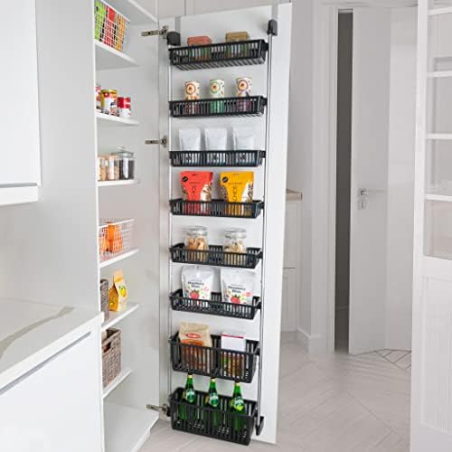 Smart Design Over-the-Door Organizer for Storage – Perfect for Pantry Organization, Bedroom, Bathroom Storage, Playroom, or Kitchen - Adjustable Steel Frame with 8 Baskets & Wall Mount – Black … - Image 3