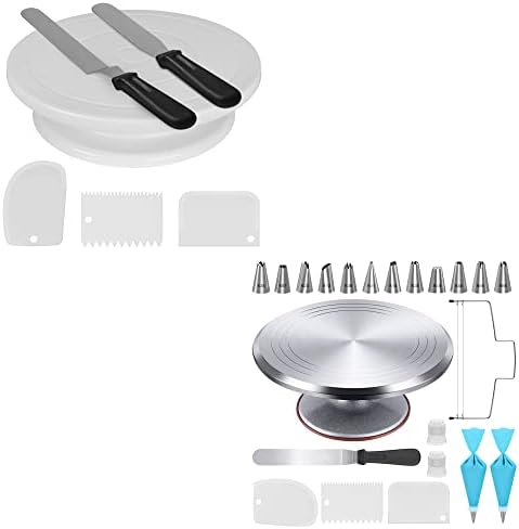 Kootek 11 Inch Rotating Cake Turntable with 2 Icing Spatula and 3 Icing Smoother and 22 Pcs Cake Decorating Kit by Kootek