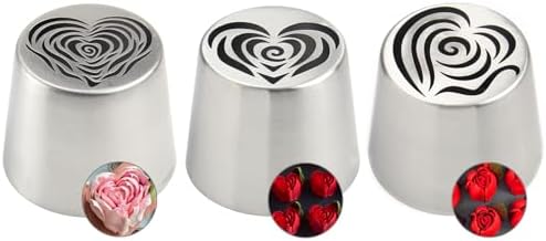 3pack Russian Piping Flower Nozzles Extra Large, Stainless Steel Rose Floral Piping Nozzles for Cake Decorating Icing, Cream Flower Bouquet DIY Cookies, Desserts Baking Tools (XXL, D） by Baipesiy
