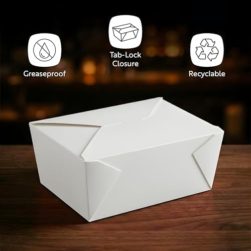 Restaurantware 98 oz Paper Rectangle 4 Bio Box Take Out Container, 50 Ct - Image 4