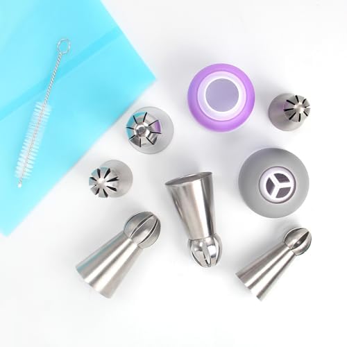 10 Pcs Stainless Steel Ball Twist Flower Icing Tips Set for Cupcakes - Image 5