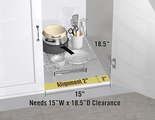Simple Houseware Under Cabinet Pull Out Sliding Shelf Drawer, 17Dx13W - Image 3