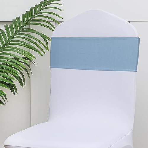 50pcs Dusty Blue Chair Sashes for Wedding Ceremony, Elastic Chair Bands Bows for Party Banquet Theme Hotel Restaurant Event Decorations, 50 Pieces, Dusty Blue - Image 4