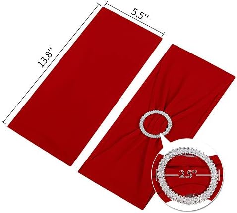 Peomeise 50pcs Red Spandex Chair Sashes with Buckle Slider for Wedding, Party Decoration - Image 4