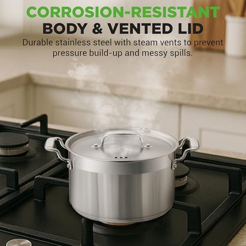 NutriChef 5-Quart Stainless Steel Stockpot with Lid- 18/8 Food Grade Heavy Duty Inox Large Stock Pot for Stew, Soup, Works w/ Induction - Image 5