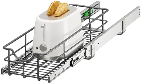 Pull Out Shelves - 8" W x 22" D Soft Close Pull Out Cabinet Organizer 1 Tier - Sliding Shelves with Shelf Liner - Heavy Duty Steel Wire Drawers for Kitchen Cabinets, Pantry, Bathroom by Unknown