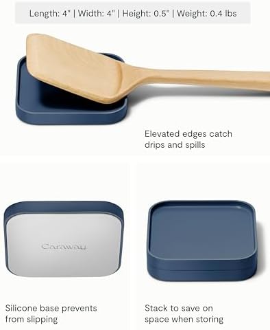 Caraway Spoon Rest Set of 4, Stackable Spoon Holder for Kitchen Counter | Drip Catching, Heat-Resistant Design, Non-Slip Base, Navy - Image 2