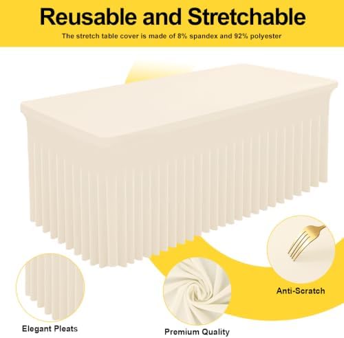 Smiry Spandex Elastic Fitted Table Cloth Skirt for 3FT Square Table - Image 4