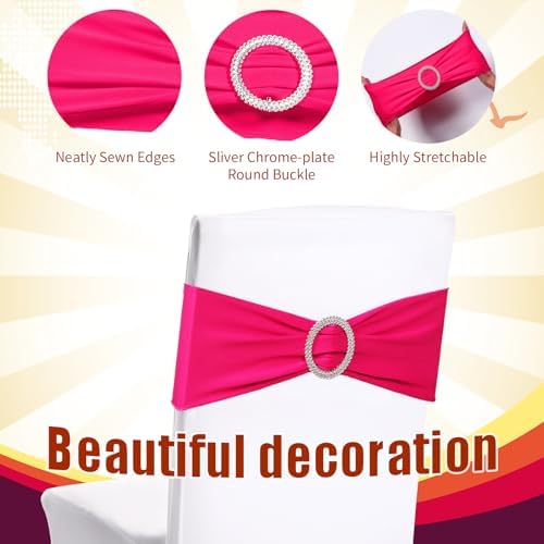 Newwiee 24 Pieces Spandex Stretch Chair Sashes with Buckle,Solid - Image 3