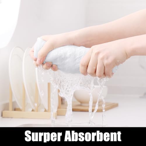 Homaxy Microfiber Kitchen Towels and Dishcloths Sets, 8 Pack, White - Image 2
