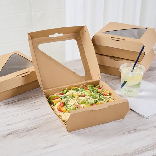 Restaurantware Clamshell Food Container 100 Count 8 x 8 x 3.31 Inches Paper Corrugated Take-Out Box Disposable Kraft Greaseproof Food Box For Burgers And Sandwiches - Image 3