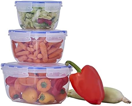 Superio Food Storage Containers, Airtight Leak Proof Meal Prep Containers, Microwave and freezer safe, BPA-free Plastic, Set of 3, by Superio