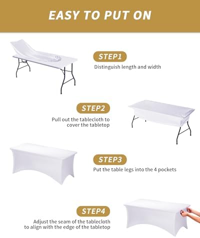 Fixwal 6 Pack White Spandex Tablecloth 8 Foot Fitted Table Cover - Image 5