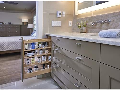 Rev-A-Shelf Maple Pullout Organizer for Full Height Base Vanity Cabinets, Full Extension Slides & Adjustable Shelves, Min Opening Width of 5.5",448-BC19-5C - Image 2