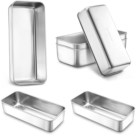 LIANYU Large 12x5 Inch Bread Loaf Pans, 6 Pack Stainless Steel Baking Pans | Bakeware Set for Meatloaf, Sourdough, Lasagna, Cake, Brownies, Non Toxic & Healthy, Oven & Dishwasher Safe by LIANYU